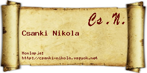 Csanki Nikola névjegykártya